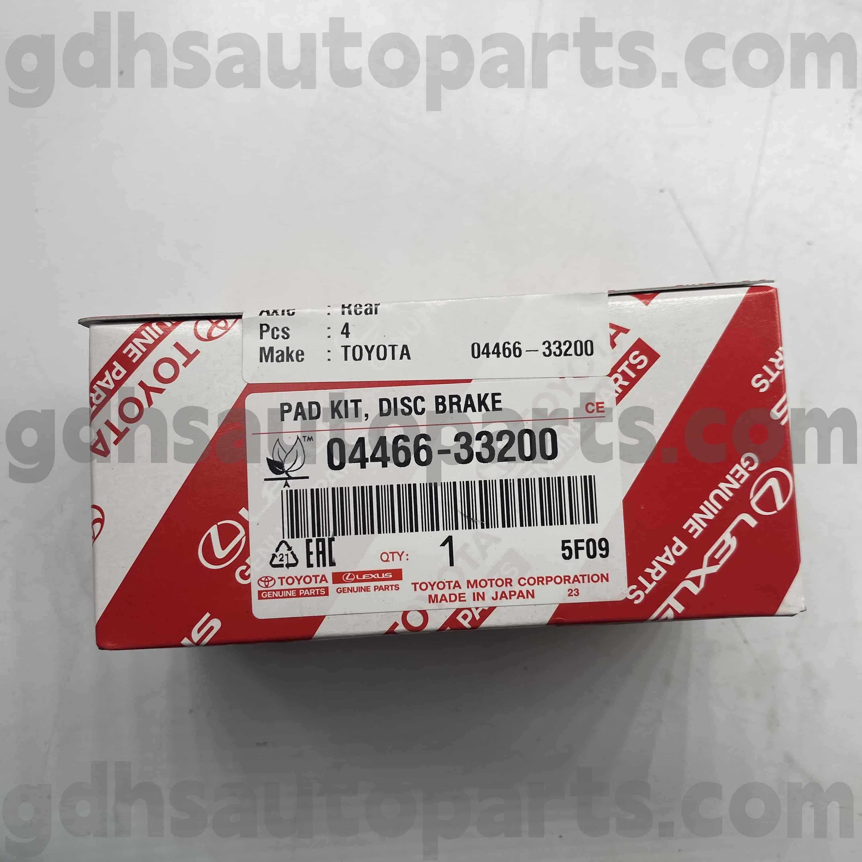 04466-33200 Toyota genuina partes tergo fregit pads in Camry / Hybrid, Lexus Es350 (conquiescamus) Chassis non. ACV51 ASV50 AVV60 ut
