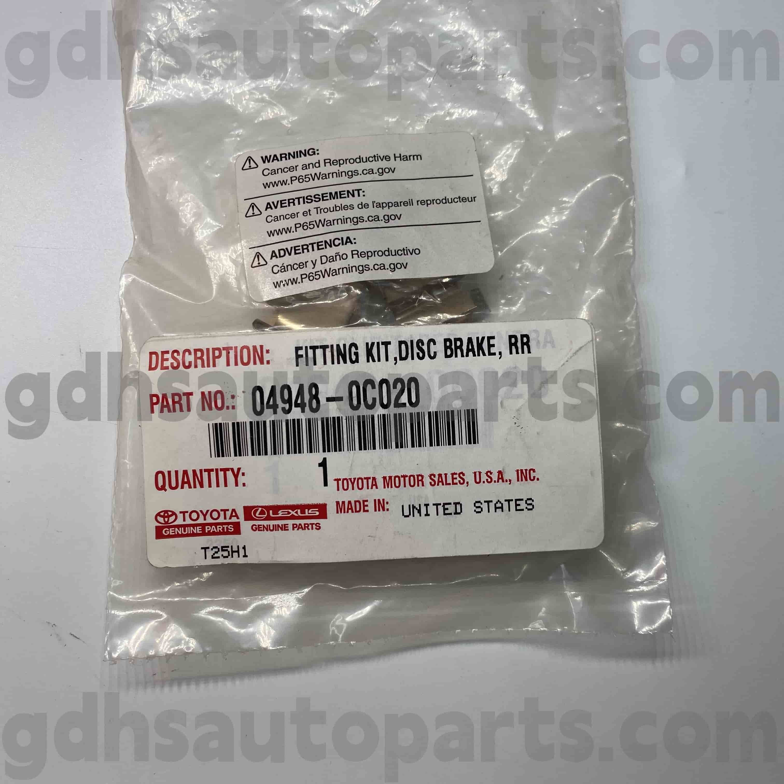 04948-0C020 Toyota genuina partes fregit Pada Restituo Kit ad Sequoia, Tundra Chassis nulla. Uck6 #