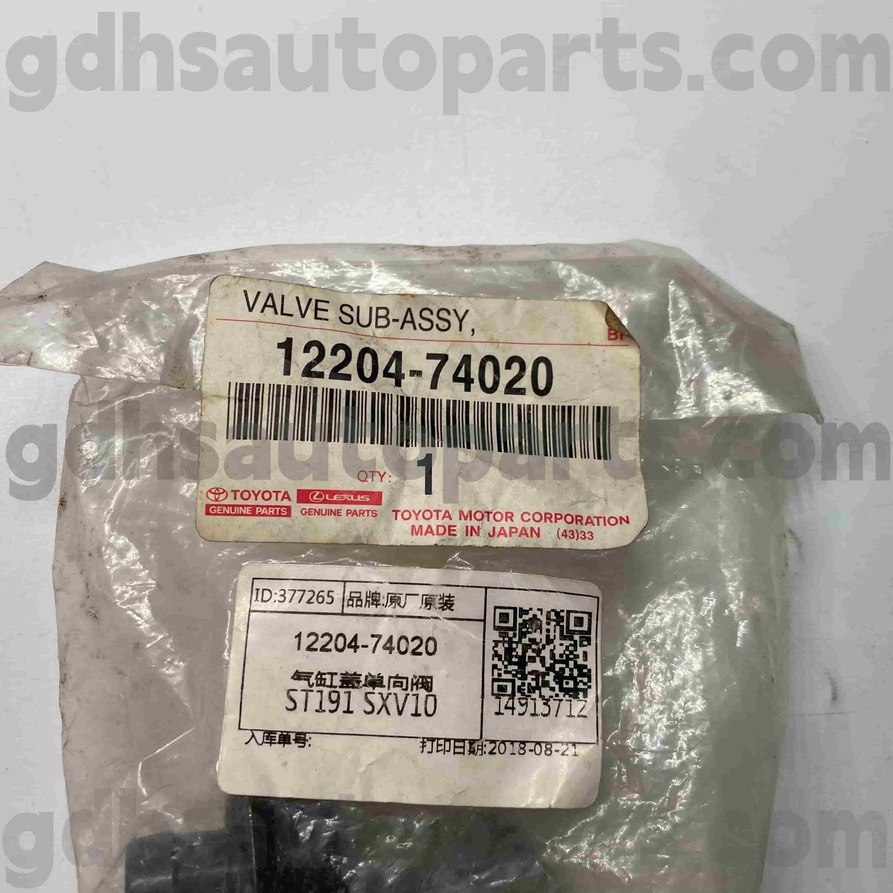 12204-74020 Toyota Genuina Partes PCV Valvae pro CORONA, CAMRY, RAV4 Chassis NO.ST191 SXV10
